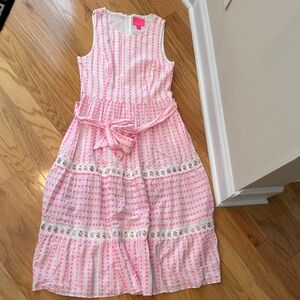 Lilly Pulitzer Maybella Pink Isle Gingham Stripe Jacquard Midi. Size 10 Women’s